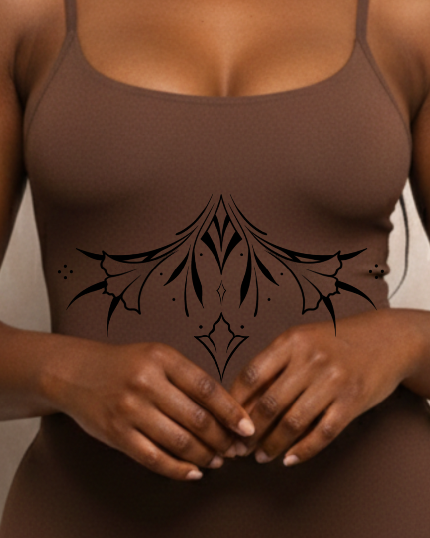 Projeto folhagem. Sugestão de local: barriga/abaixo do peito