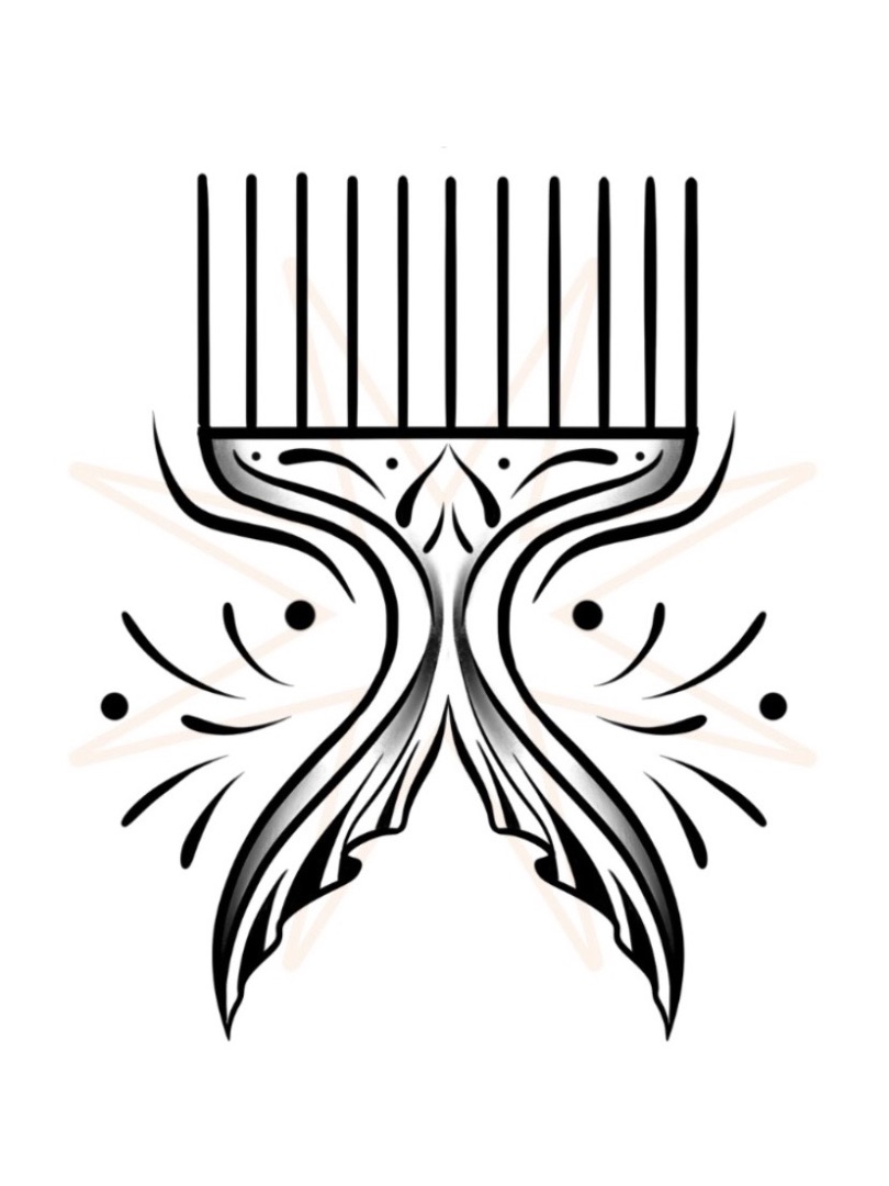 Adinkra duanfe/pente garfo. 8 a 12cm