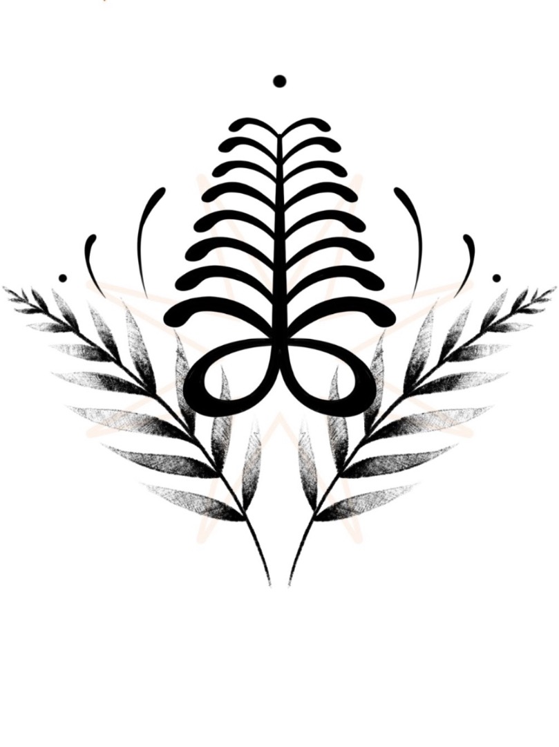 Adinkra Aya. Samambaia. 8 a 12cm